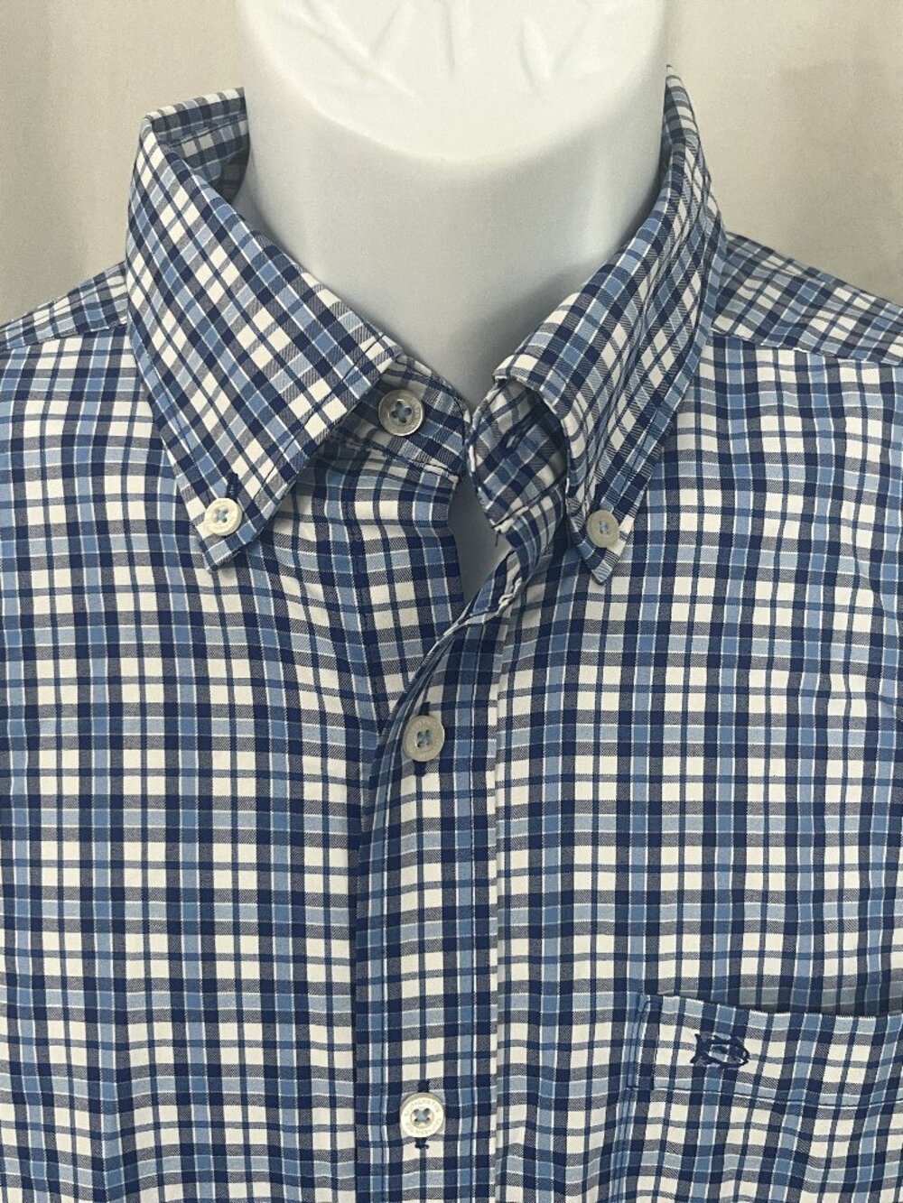 Southern Tide Men’s Blue White Check Intercoastal Performance Shirt 🎣 Medium M